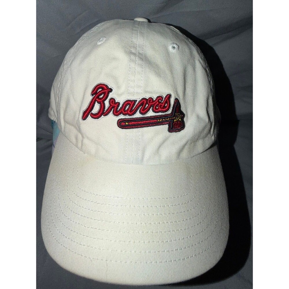 Atlanta Braves '47 Brand White Clean Up Adjustable Strapback Hat Cap MLB